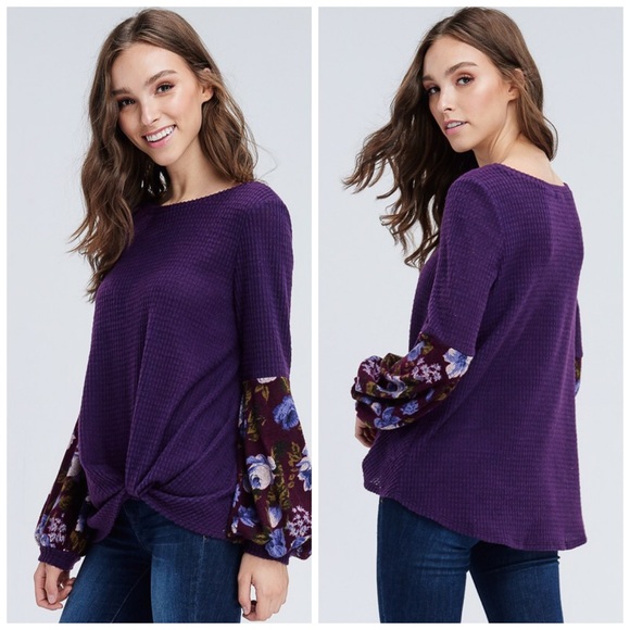 ❤️Stunning! LAST 1! Eggplant Waffle Knit Top! - Picture 7 of 8